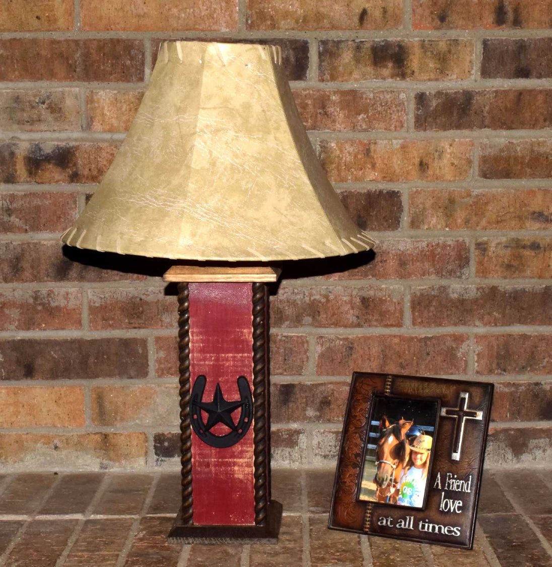 24" Rustic Lamps - Star & Horseshoe Table Lamp - Barn Red. These beautiful Western table lamps are perfect for the cabin or rustic decor image 3