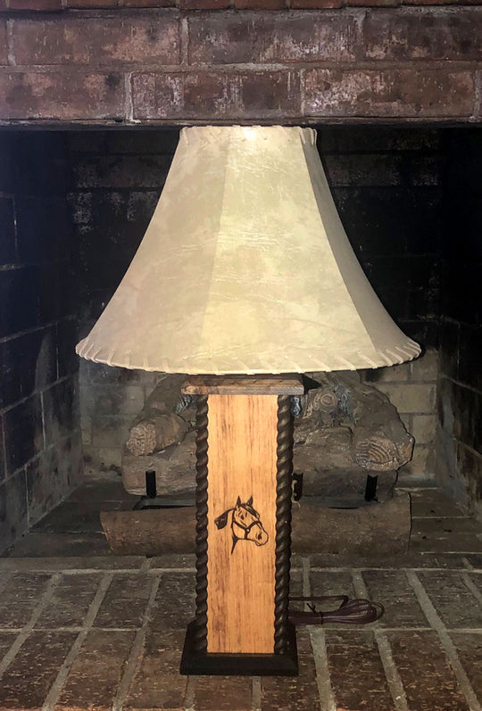 Rustic Western Table Lamps. Engraved Horse Head Lamp. These beautiful Western table lamps are perfect for the cabin or your rustic Decor image 0