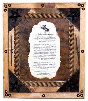 Rodeo Cowboy Prayer in Rustic Pine Frame. image 0