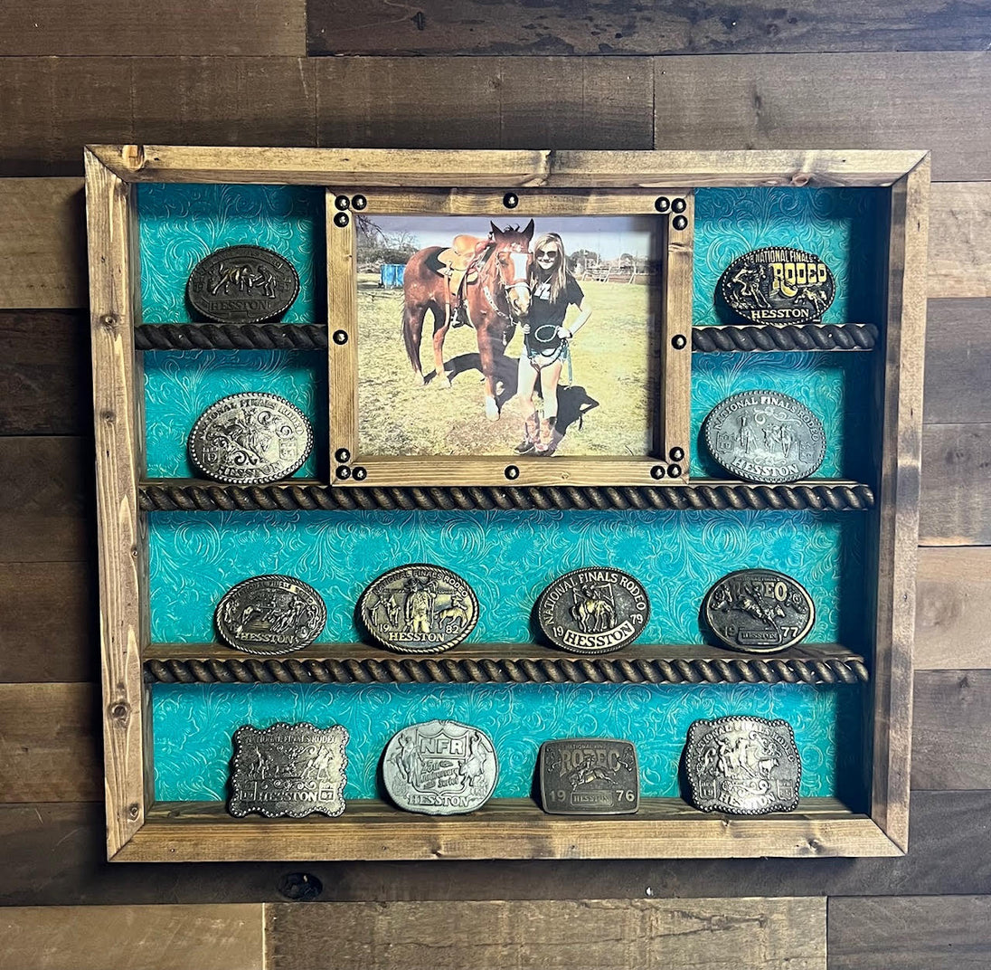 14 Buckle Display with Top Center 8x10 Picture Frame - Many Backgrounds Available image 3