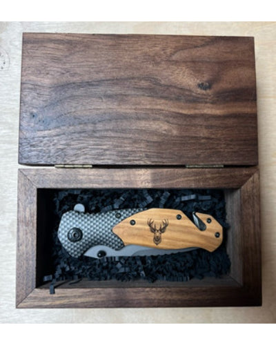 Personalized Wood Pocket Knives with Walnut Presentation Box image 0