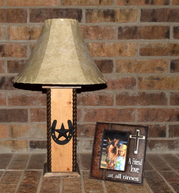 24" Rustic Western Lamps - Star & Horseshoe Table Lamp. These beautiful Western table lamps are perfect for the cabin or your rustic Decor image 0