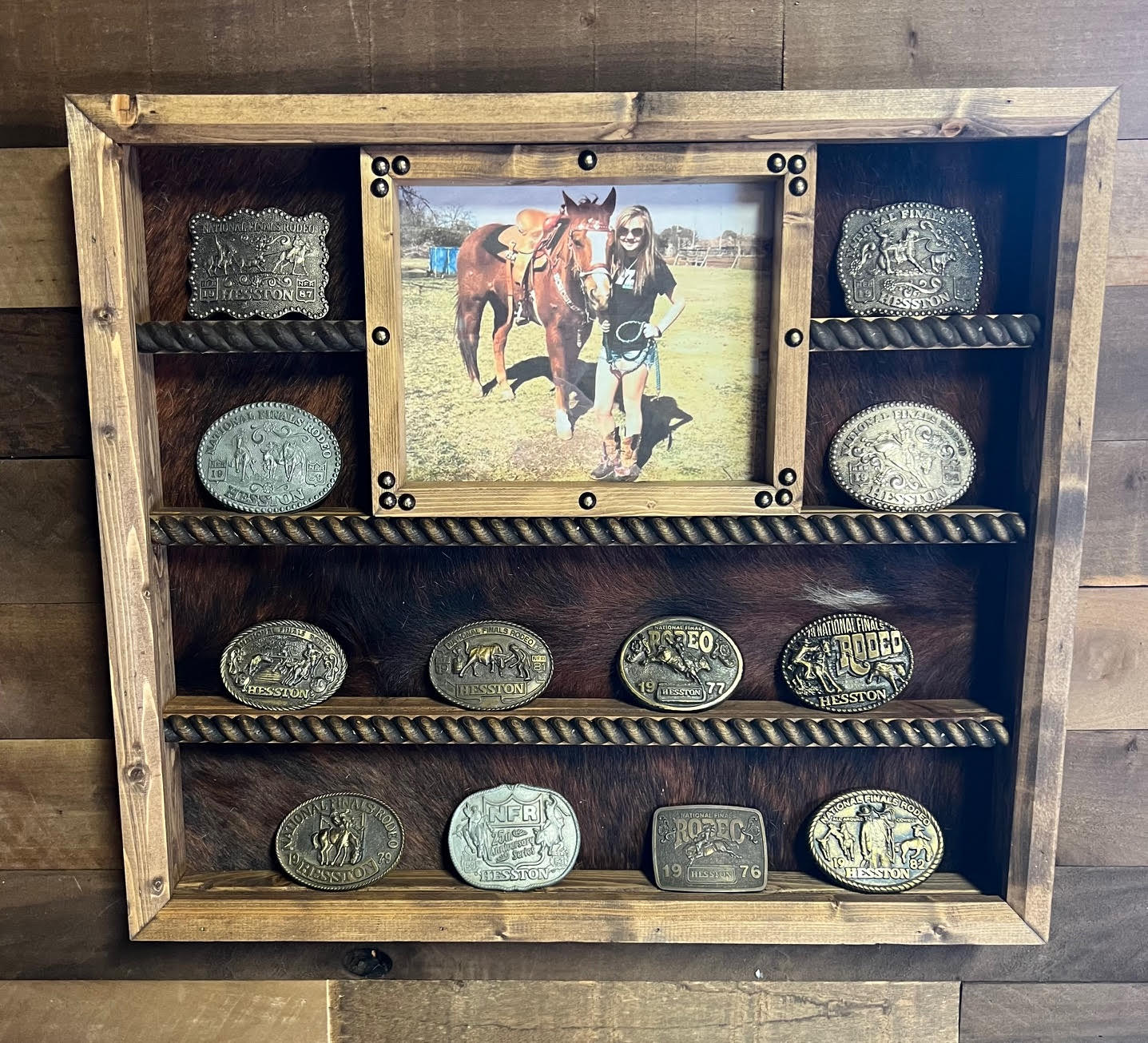 14 Buckle Display with Top Center 8x10 Picture Frame - Many Backgrounds Available image 1