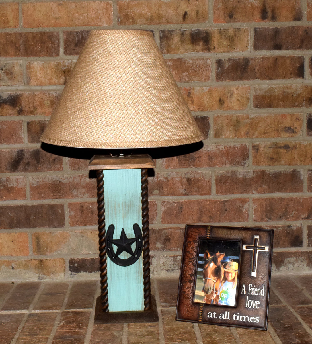 24" USB Rustic Lamps - Western Lamps - Western Horseshoe/Star Table Lamp with USB Power Center. Perfect for any western decor or the cabin image 2