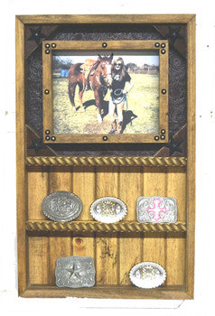 8x10 Picture Frame and (6) Buckle Display - Many Backgrounds image 0