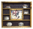 14 Buckle Display with 8x10 Picture Frame - No Stars - Brown Faux Leather image