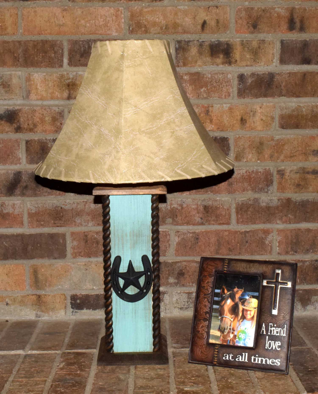 24" USB Rustic Lamps - Western Lamps - Western Horseshoe/Star Table Lamp with USB Power Center. Perfect for any western decor or the cabin image 0