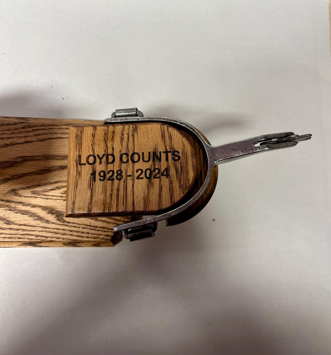 Personalized Trophy Spur Stands - Solid Oak image 3