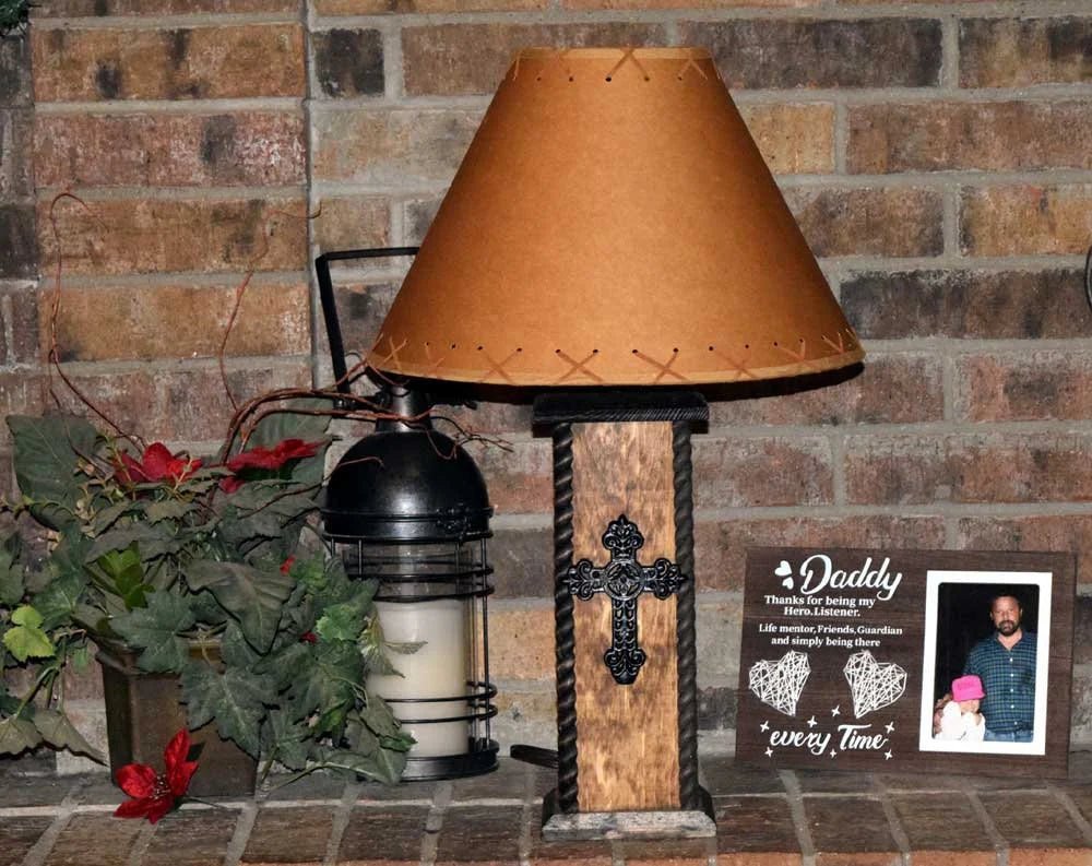 24" Rustic Western Table Lamps - Western Lamps - Star & Horseshoe stained Table Lamp. Perfect for any western themed room or the cabin. image 1