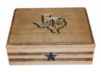 A&M Carved Handmade Jewelry Box - Faux Leather Lined image 0