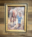 12" x 16" Little Girl in Jeans Canvas Print in Handcrafted Rustic Frame image 0