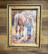 12" x 16" Little Girl in Jeans Canvas Print in Handcrafted Rustic Frame image 1