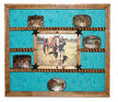 14 Buckle Display with 8x10 Picture Frame - Many Backgrounds Available - Turquoise Faux Leather image