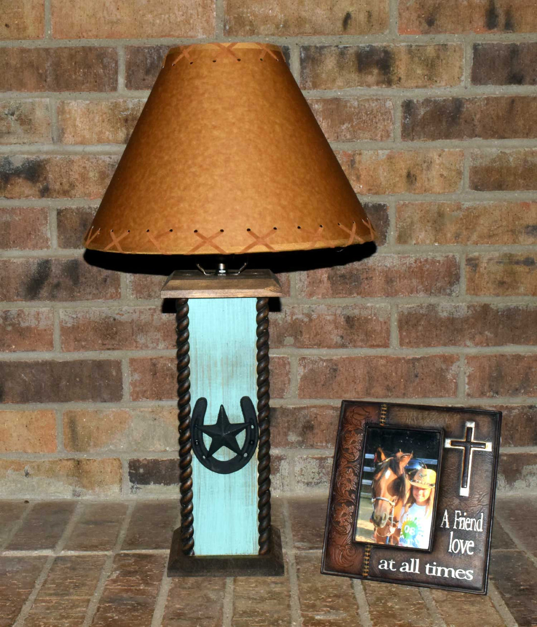24" USB Rustic Lamps - Western Lamps - Western Horseshoe/Star Table Lamp with USB Power Center. Perfect for any western decor or the cabin image 4