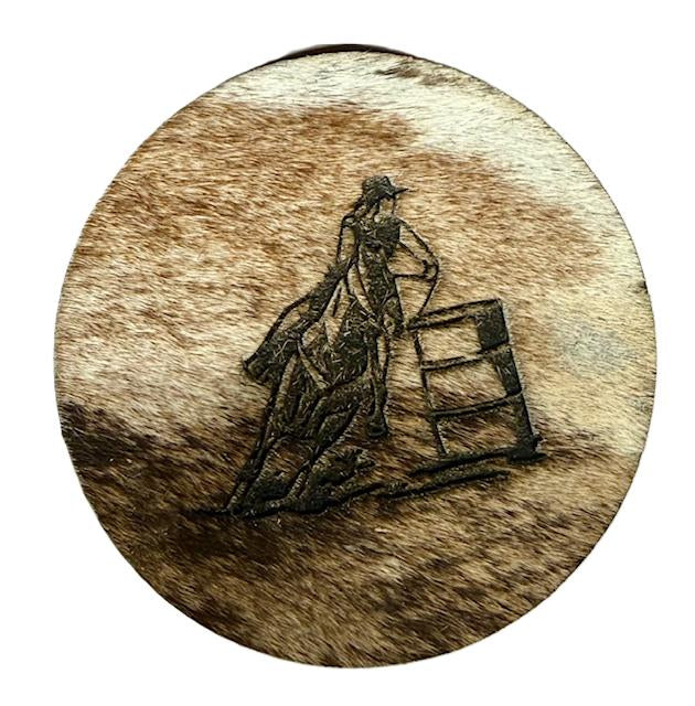 Barrel Racer Cowhide Coasters (set of 4)