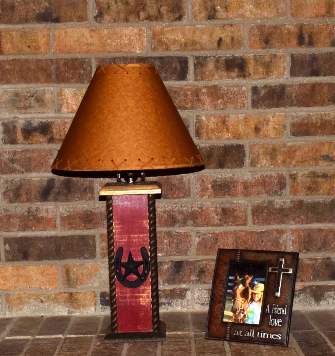 24" Rustic Lamps - Star & Horseshoe Table Lamp - Barn Red. These beautiful Western table lamps are perfect for the cabin or rustic decor image 2