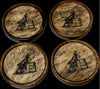 Barrel Racer Cowhide and Wood Coasters (set of 4)