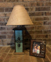 Unique 24" Western Table Lamp, weathered Turquoise. These beautiful Western table lamps are perfect for the cabin or your rustic Decor image 1
