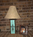 Unique 24" Western Table Lamp, weathered Turquoise. These beautiful Western table lamps are perfect for the cabin or your rustic Decor image 2