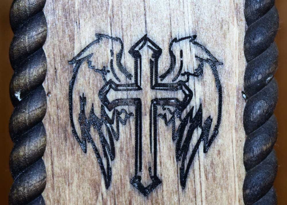 24" Western Table Lamp with USB Engraved Winged Cross. These beautiful Western table lamps are perfect for the cabin or your rustic Decor image 3