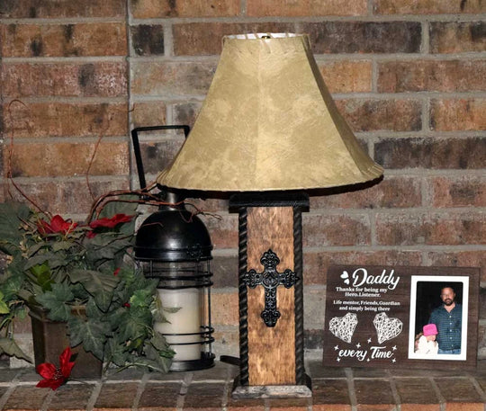 24" Rustic Western Table Lamps - Western Lamps - Star & Horseshoe stained Table Lamp. Perfect for any western themed room or the cabin. image 0