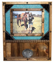 3 Buckle Display with 8 x 10 Picture Frame - Turquoise Faux Leather image