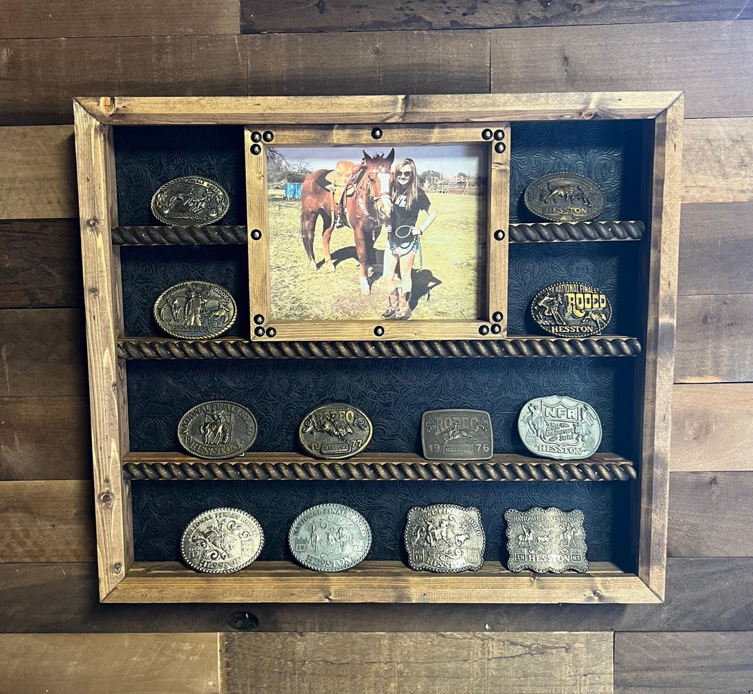 14 Buckle Display with Top Center 8x10 Picture Frame - Many Backgrounds Available image 5