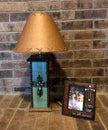 Unique 24" Western Table Lamp, weathered Turquoise. These beautiful Western table lamps are perfect for the cabin or your rustic Decor image 3