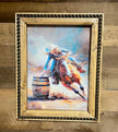 12" x 16" Barrel Racer Canvas Print in Handcrafted Rustic Frame image 1