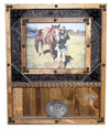 3 Buckle Display with 8 x 10 Picture Frame - Brown Faux Leather image