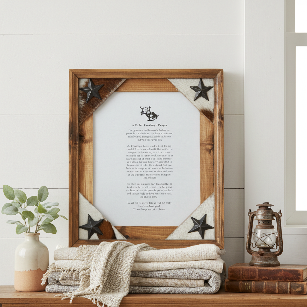 Rodeo Cowboy Prayer Framed in 8 x 10 Rustic Pine Frame. – RodeoAwards.com