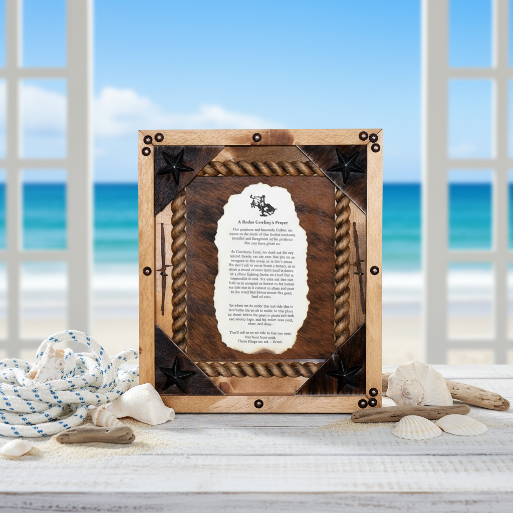 Rodeo Cowboy Prayer in Rustic Pine Frame. – RodeoAwards.com